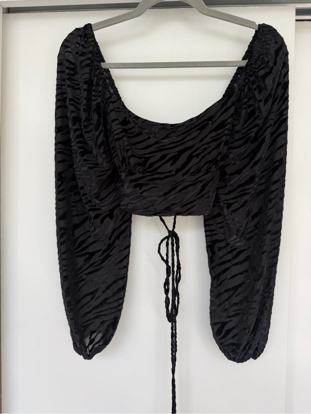 emory park Black Zebra-Print Cropped Top